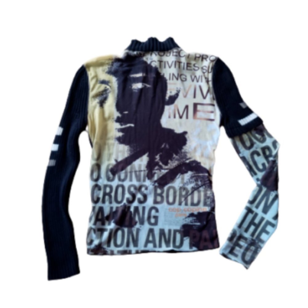 Vintage gorgeous Cop Copine long sleeve top with a knitted side and mesh sleeves